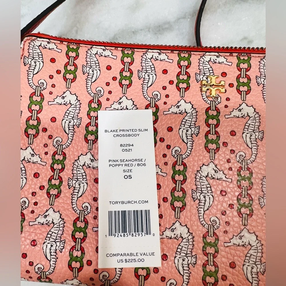 Tory Burch 🐚🪸⛵️seahorse clutch purse with red removable strap. Limited Edition - Picture 2 of 7